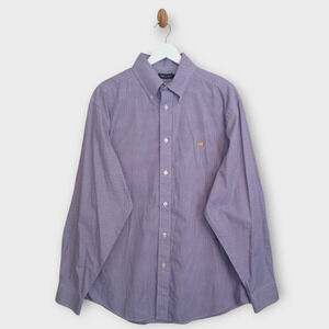 Southern Marsh Shirt Men Size 1 Purple Micro Check Wrinkle Free Button Down Logo